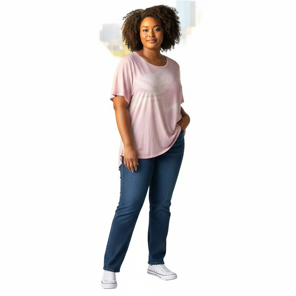 Miracle Berry Womens Size 3X Purple Short Sleeve Hi Low Key Hole T Shirt Tee Top